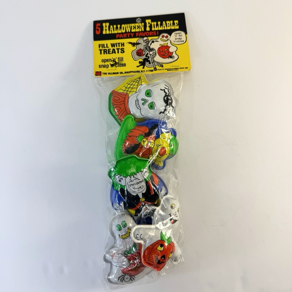 VINTAGE Ullman Co.‎ Halloween Fillable Plastic Party Favors Ghost Skeleton